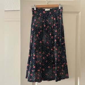 Sezane Floral A-Line Skirt